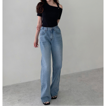 254-일자 와이드 청팬츠 / 254-Straight wide blue Pants